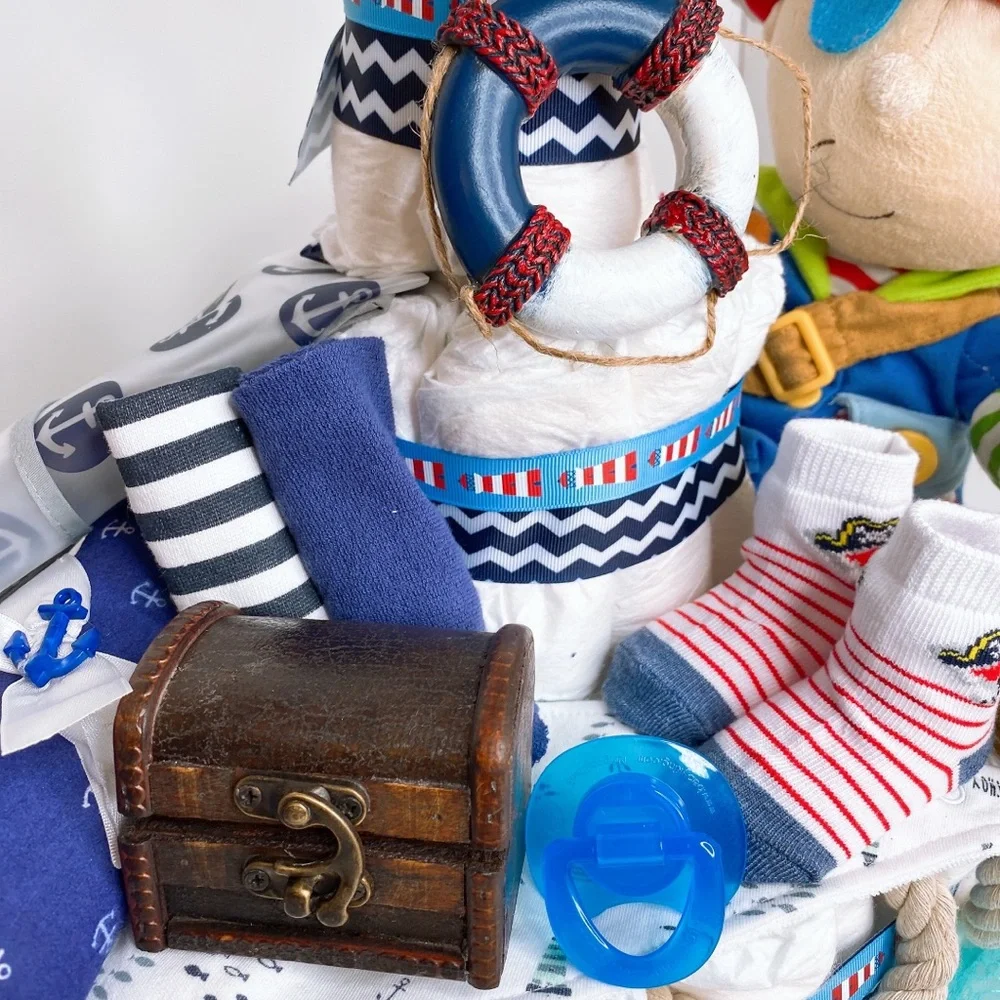Pirate Ship Diaper Cake, Nautical Themed